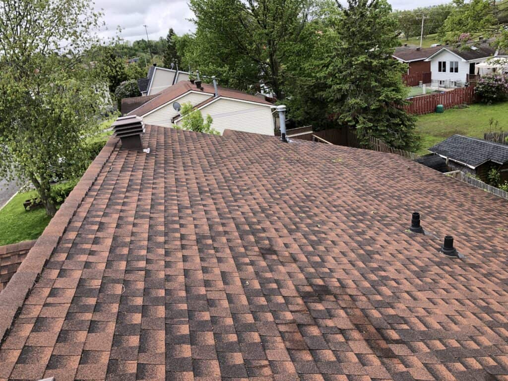 roof of a home with dirty shingles